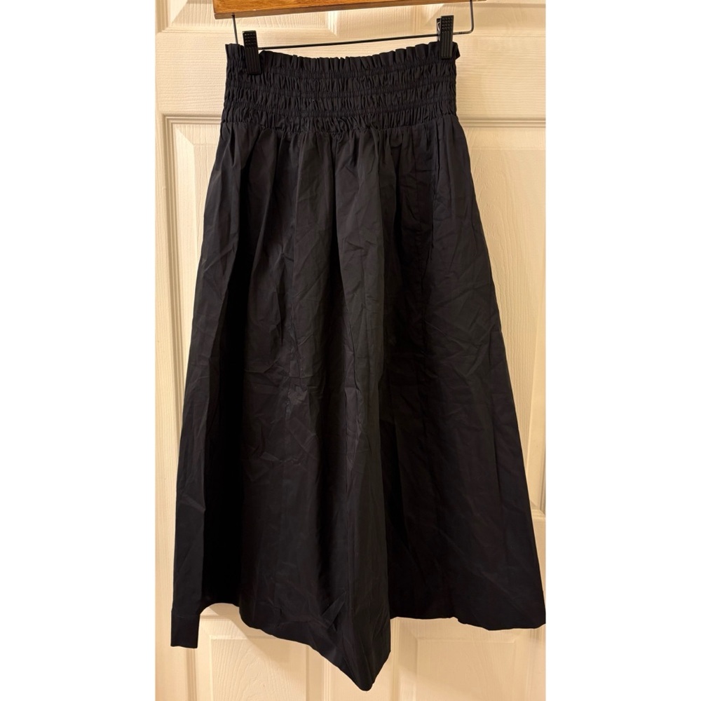 Lulu's Black Midi Skirt with Smocked Waist S Small High Rise